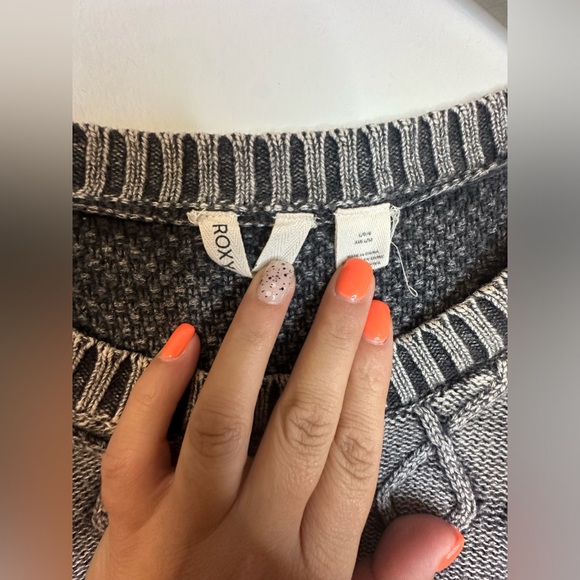 ROXY Snowday Sweater Chunky Kjit Gray Boho Fall Winter Dress Size Large - Picture 9 of 17